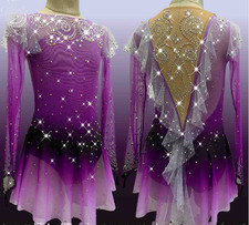 Ice skating dress Competition Figure Skating Twirling Costume pink dyeing