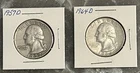 1957 D, 1964 D WASHINGTON QUARTERS, CIRCULATED, UNGRADED