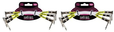 2 PACK Ernie Ball 6051 Ultraflex 6'' Patch Cables, Pack of 3, White
