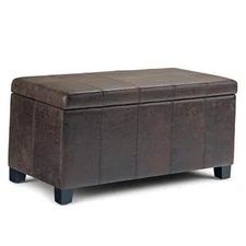  Dover 36 inch Wide Contemporary Distressed Brown Storage Ottoman Bench