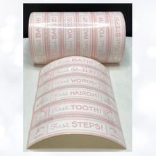 SRM BABY'S FIRSTS Pink Girl Baby Shower Scrapbook Stickers Rool 36 Sheets