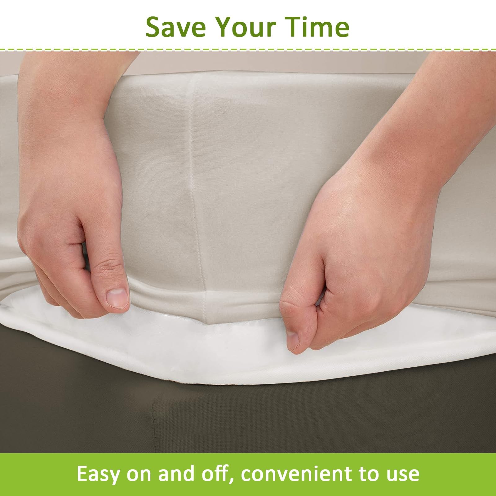 4-9 Inches Box Spring Cover Queen Size Taupe with Stretchy Fabric Bed Frame Cove