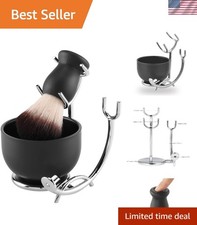 Luxury Shaving Brush Set with Mahogany Handle  3.1-Inch Stainless Steel Bowl