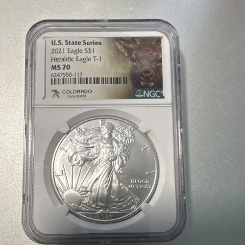 United States Mint American Eagle 2021 1 oz Silver NGC MS 70 Colorado Coin