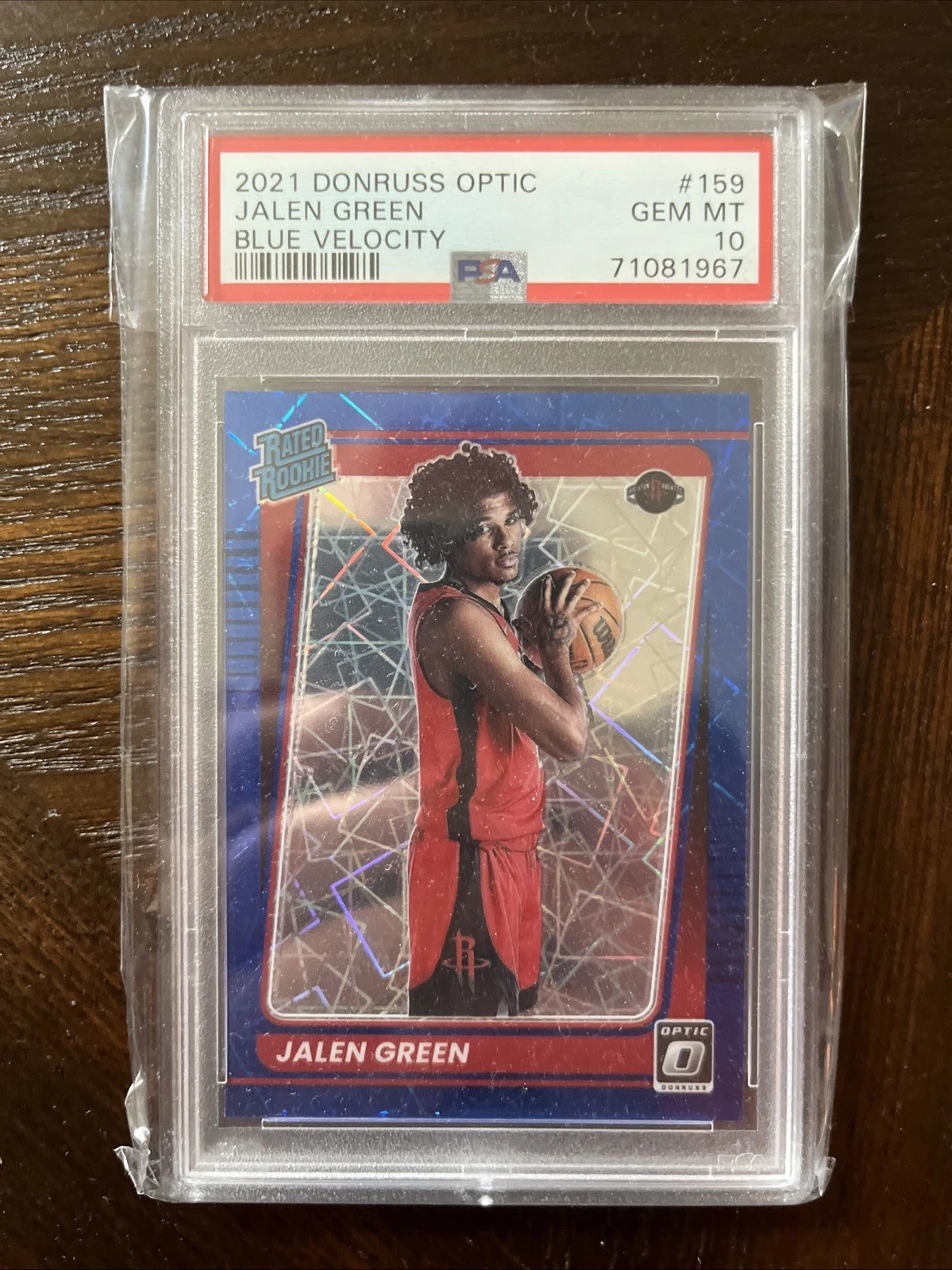 Deal for 2021-22 Donruss Optic Rated Rookie Jalen Green #159 Blue Velocity Prizm PSA 10