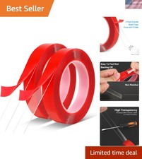 Versatile Heavy Duty Double-Sided Tape 2 Rolls - Waterproof Clear Adhesive 20FT