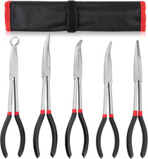 5Pcs Bent Nose Pliers 11 Inch Extra Long Needle Nose Pliers Set, Straight, 25 /4