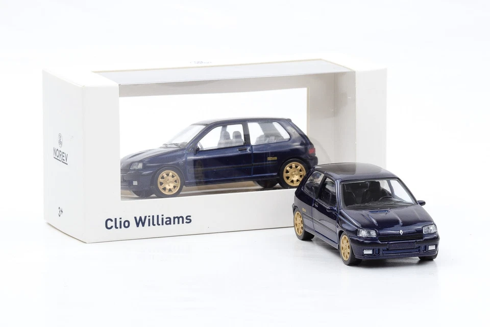 1:43 Jet Auto Norev Renault Clio Williams 1993 Blu Scuro D'Oro Cerchioni - Immagine 2 di 4