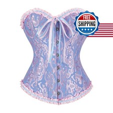 frawirshau Women's Overbust Costume Corset Renaissance Victorian Blue 7XL