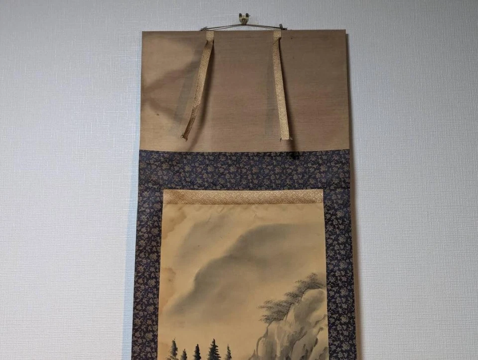 Pergamino colgante japonés pintura de paisaje escena valle sereno arte tradicional Foto 4 de 4