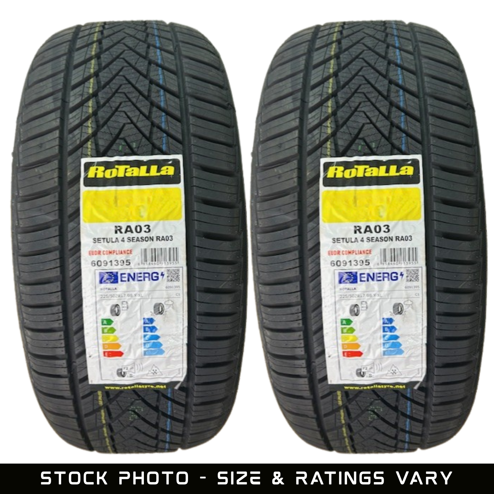 X2 195/65R15 91H ROTALLA 4SEASON RA03 M+S TYRES PAIR - C RATINGS