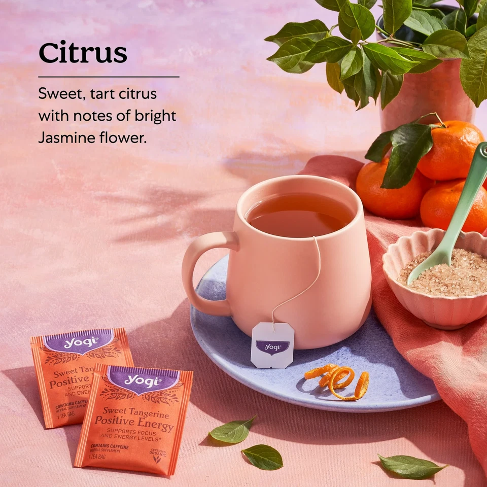 Paquete de 2 bolsas de té negro orgánicas Yogi Sweet Tangerine Positive Energy 32 unidades Foto 2 de 4