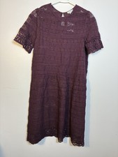 New Sundance Sheer Midi Dress Purple Sz 6 Lace Contemporary Need To Wear Slip