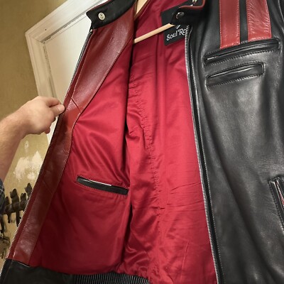 Soul Revolver レザージャケット Men's Black Motorcycle Leather Jacket - Ghost Rider