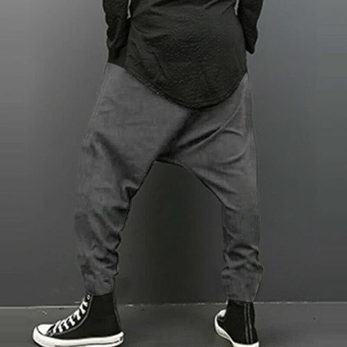 Men's Dance Hippy Pants Harem Casual Hip Hop Baggy Trousers Drop Crotch Trousers - Picture 3 of 18