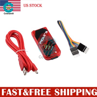 PICKit3 Microchip Programmer Debugger w/ USB cable, Connector Wires Pic Kit 3 US