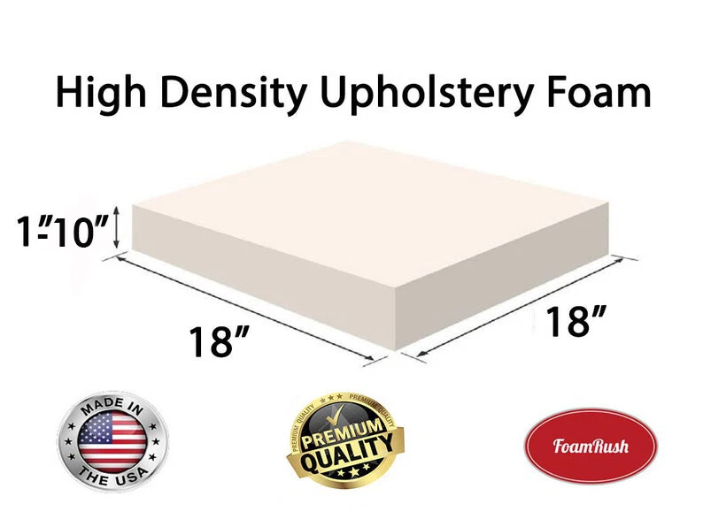 FoamRush 18 x 18 High Density Upholstery Foam Cushion (Made in USA)