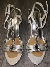 Michaelangelo Silver Jeweled Dress Shoes Heels - Womens Size 7.5