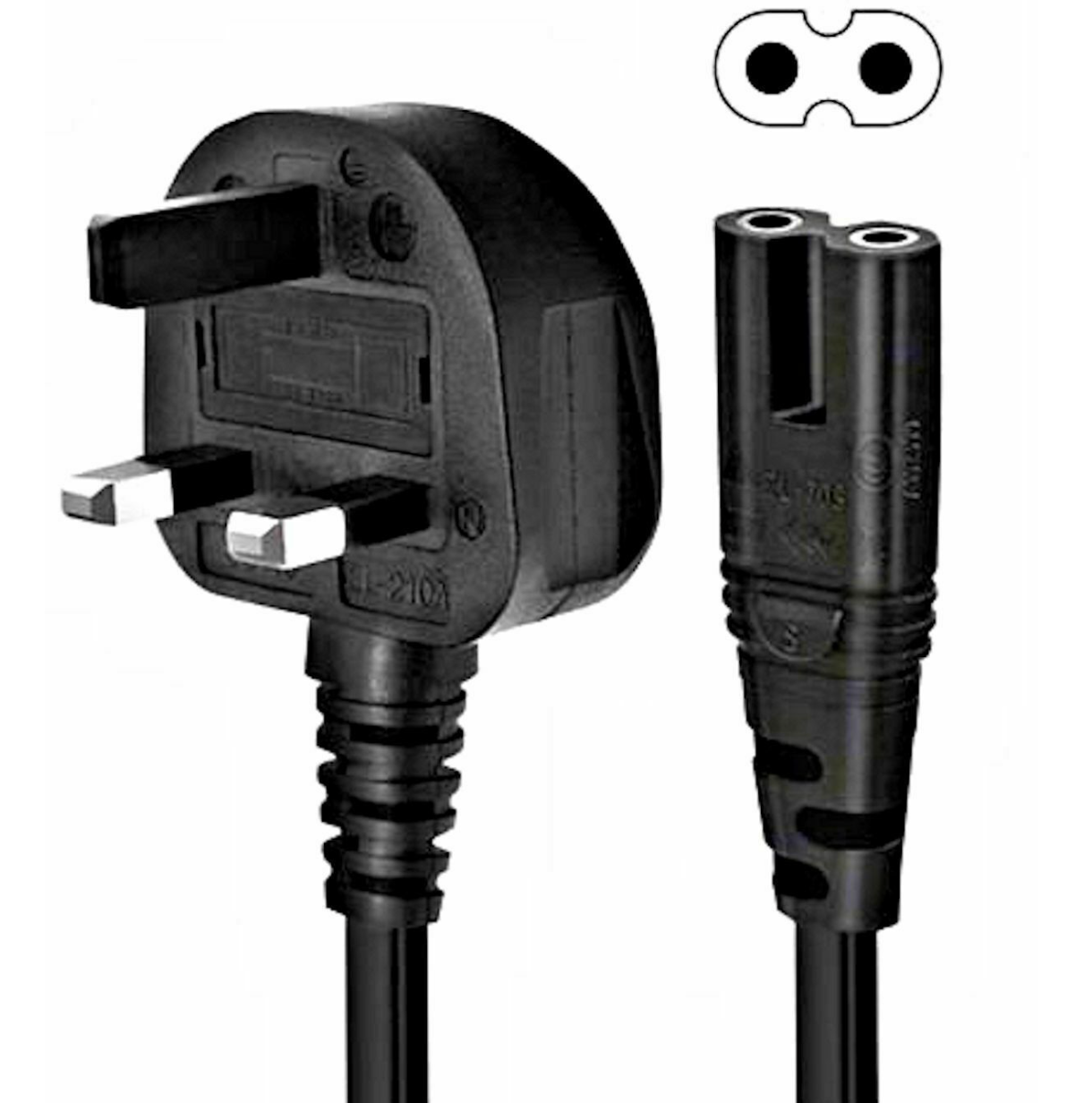 Joblot / Bulk of 20 x Figure 8 Power Cable UK Plug to C7 Lead 1 Metre