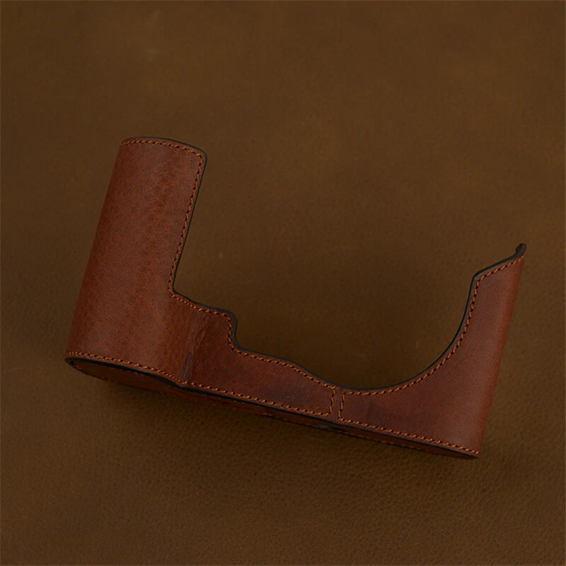 Leica SL2 meia capa câmera preta vermelha marrom capa retrô couro genuíno feita à mão  - Imagem 4 de 4