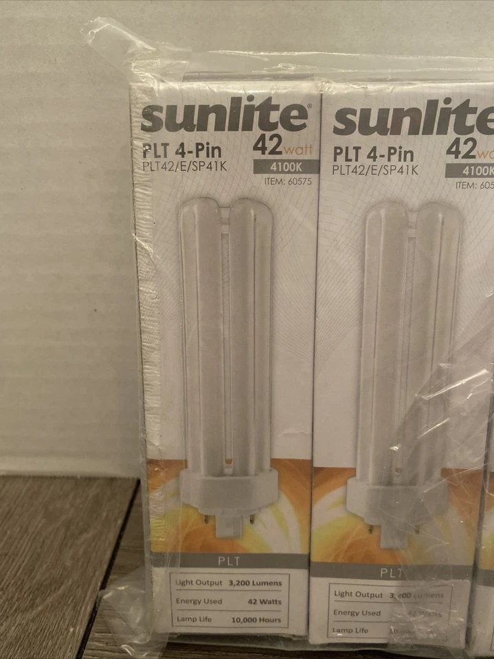 6 pack of Sunlite PLT42/E/SP41K 42W CFL Plug-In 4-Pin Light Bulb 4100K - Image 2 of 4
