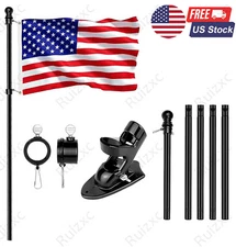 Flag Pole Kit 6Ft Flag Pole House Porch Black Holder Wall Mounting Bracket New