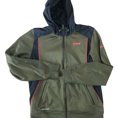 Nike Lebron James Chainmail Zip Hoodie Sweatshirt Jacket Size L Green  Therma-Fit