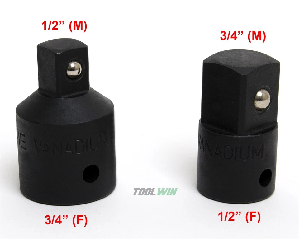 2 pc 3/4" to 1/2 inch Drive Socket Adapter Reducer Set Air Impact Tool - Image 3 of 4