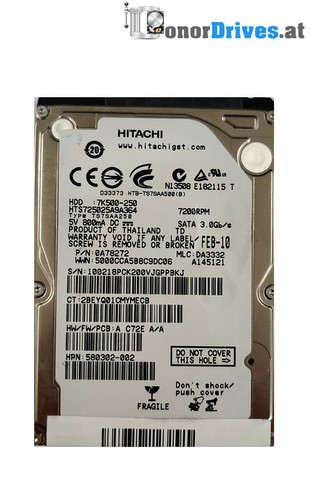 Hitachi  7K500-250 - 0A78272 - 250 GB - SATA -Pcb: 220 0A90161 01 Rev.*