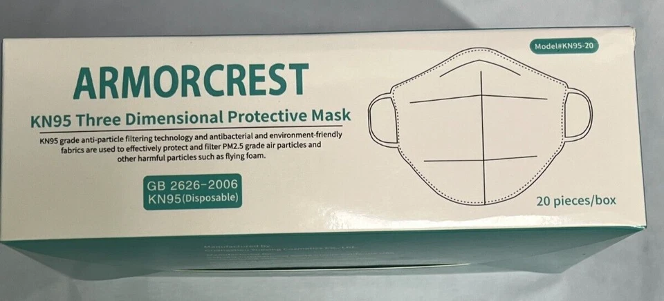 20 Comfortable KN95 Disposable Travel Construction Wildfire Face Mask Respirator - Image 3 of 4
