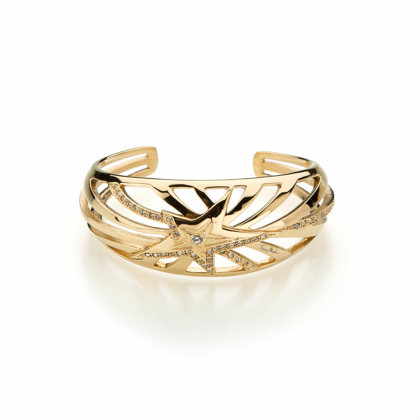 Bracelet étoile Thierry Mugler en plaqué or et oxydes de zirconium scintillants