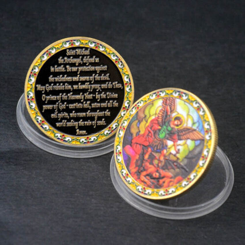 Cllection Commemorative Bronze Saint Michael The Archangel Challenge Coin Medal