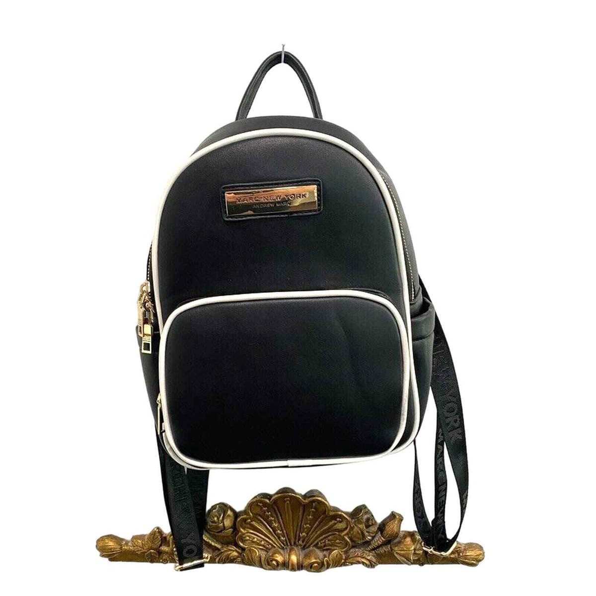 Marc New York - Andrew Marc Black backpack white trim, gold  display picture 3
