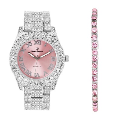Women's Pink Luxury Crystal Diamonds Watch w/ Beauty & Timeless Glamour