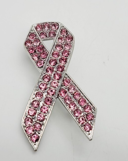 Pink Ribbon Brooch Breast Cancer Pin Awareness Hope Survivor FREE