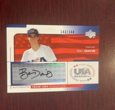 2004 UD Team USA Baseball BEN DAVIS  Certified Autographed Card