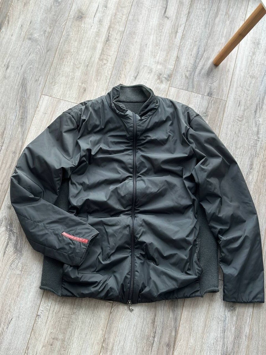 Prada Nylon Wool Hybrid Jacket Mens size Small Black Color