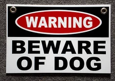 WARNING - BEWARE OF DOG   8"x12"  NEW with Grommets Security Surveillance white