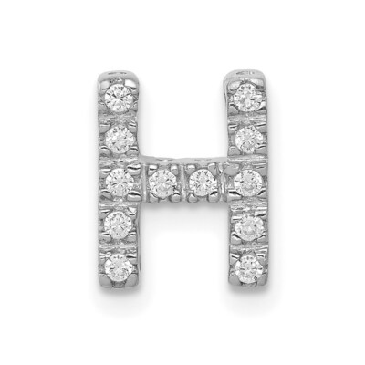 14k White Gold Diamond Initial H Charm