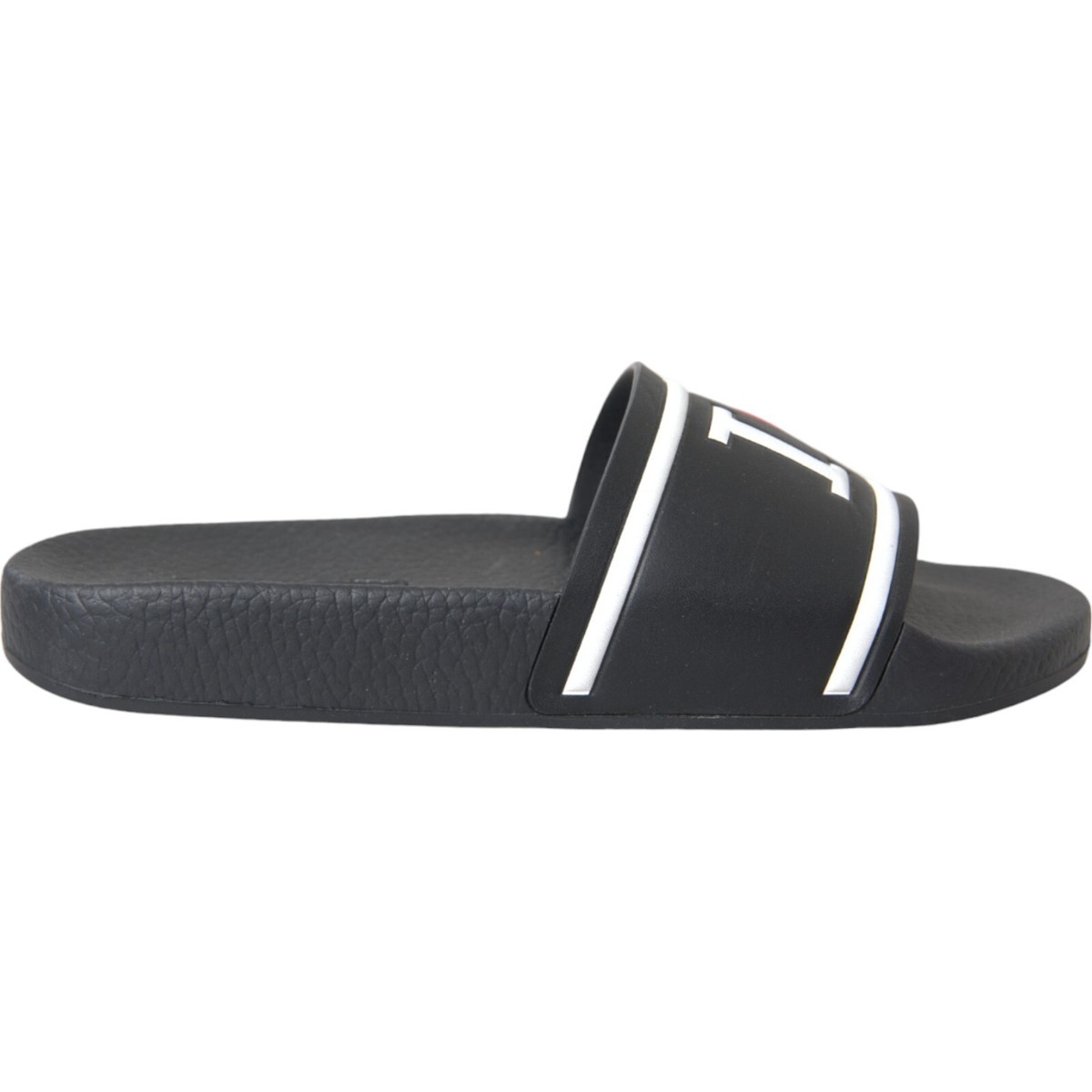 DOLCE & GABBANA Shoes Black Leather I Love D&G Sandals