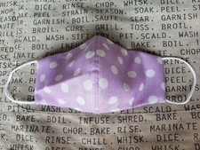 Handmade Face Mask filter pocket and flexible nose bridge white purple polka dot