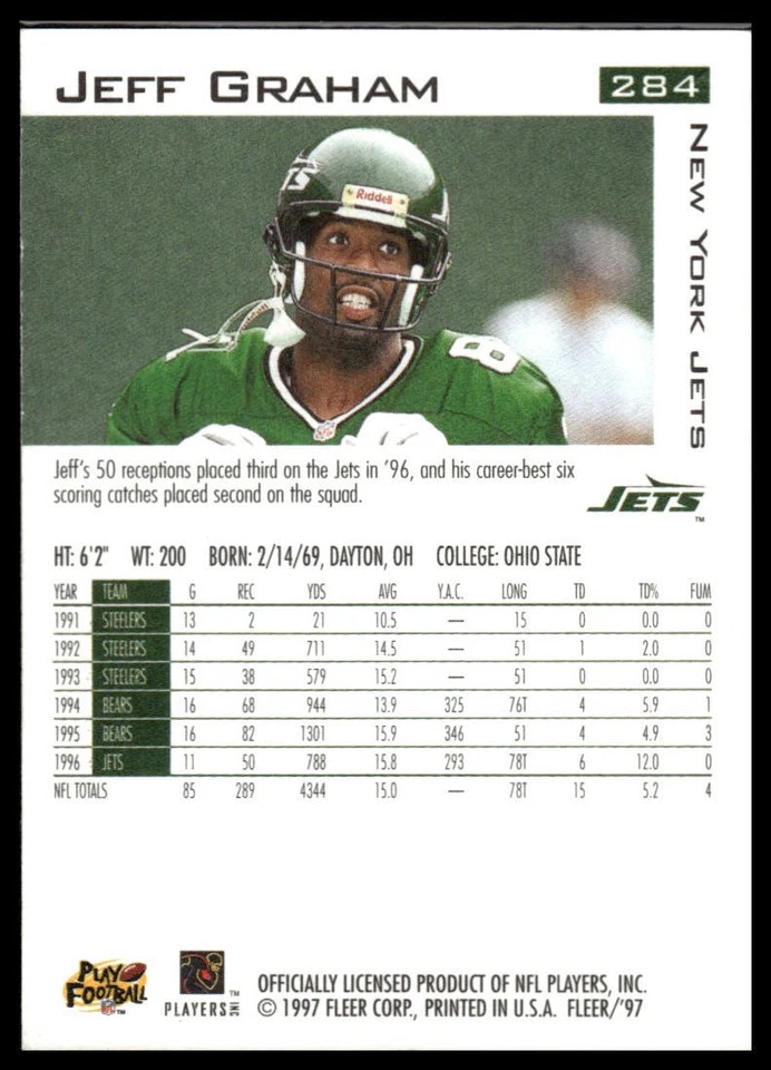 1997 Fleer #284 Jeff Graham - Image 2 of 2
