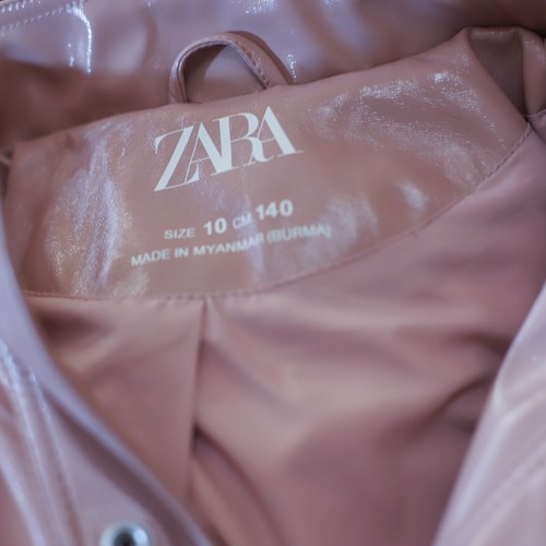 ZARA Girls Hooded Rubberized Pink Spring Raincoat Size 10 NWOT - Picture 13 of 15