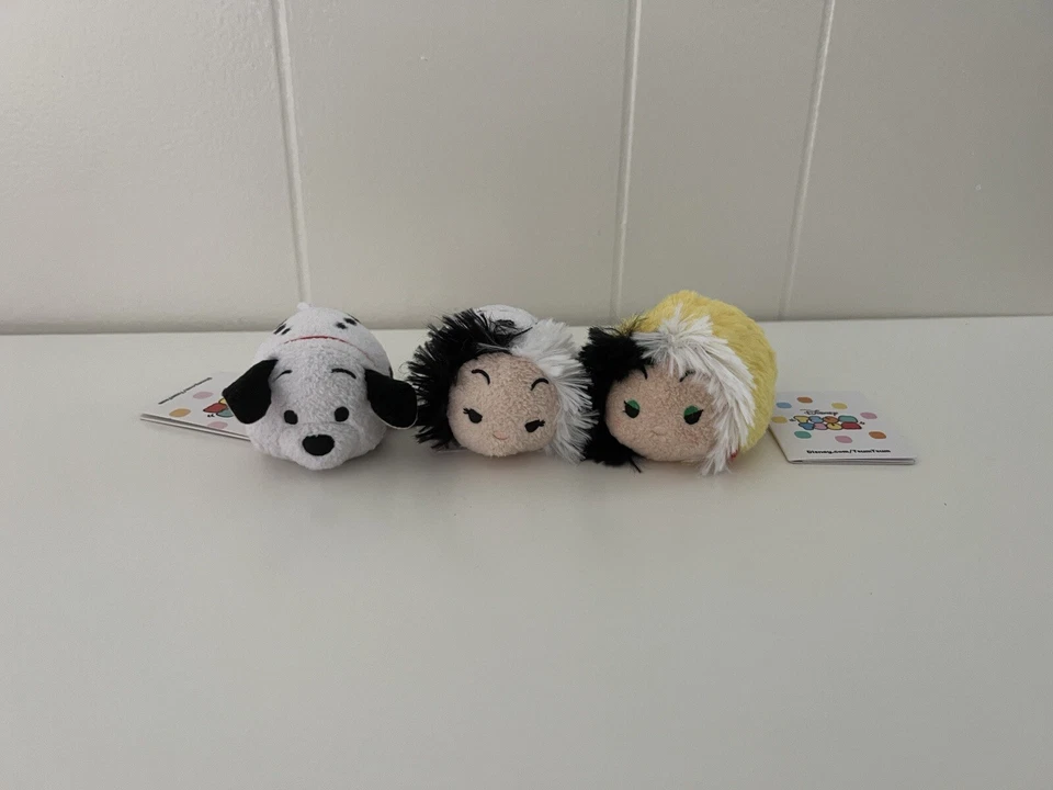 Disney Store 101 Dálmatas Mini Tsum Tsum Peluche Juego De 3 Nuevo Con Etiquetas Cruella Foto 2 de 4