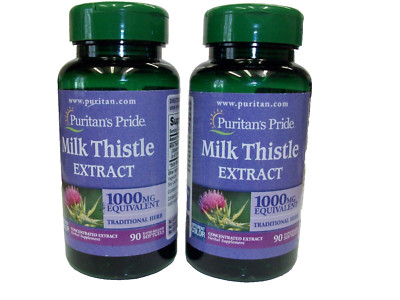 Milk Thistle (Silymarin) 1,000 mg  90 Softgels (2 Pack)