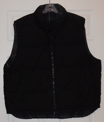 Eddie Bauer Men's Vest, Black Plaid, Reversible, Goose Down Eddie Bauer Men's Vest, Black Plaid, Reversible, Goose Down
