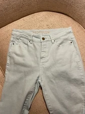 Soft Surroundings Straight Leg Ankle Button Fly Sky Jeans Pants Blue Womens 6