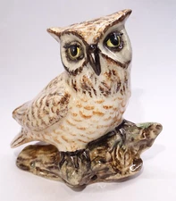 Cute Brown Owl on Log Pie Bird Vent Lownds-Pateman Babbacombe Pottery ENGLAND