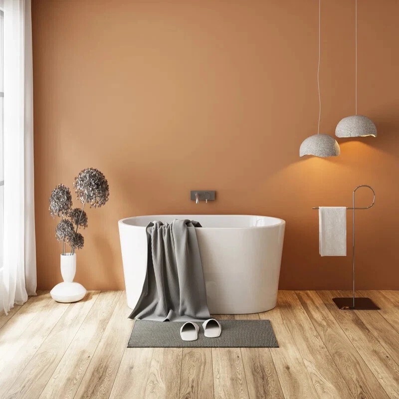 47" Acrylic Freestanding Bathtub, Small Classic Oval Shape Soaking Bathtub - Image 3 of 4