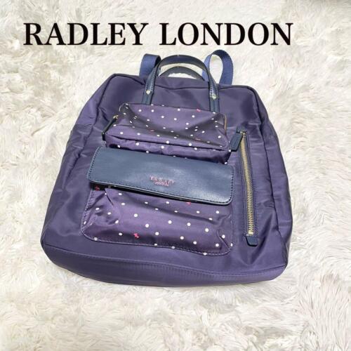 Radley London Nylon Backpack Women Navy Polka Dot - Picture 1 of 9
